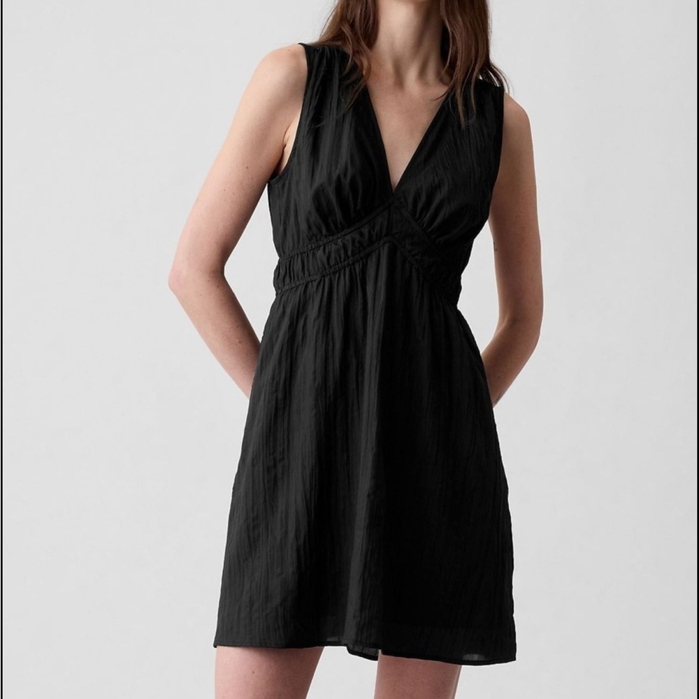 Gap Black Crinkle Mini Dress